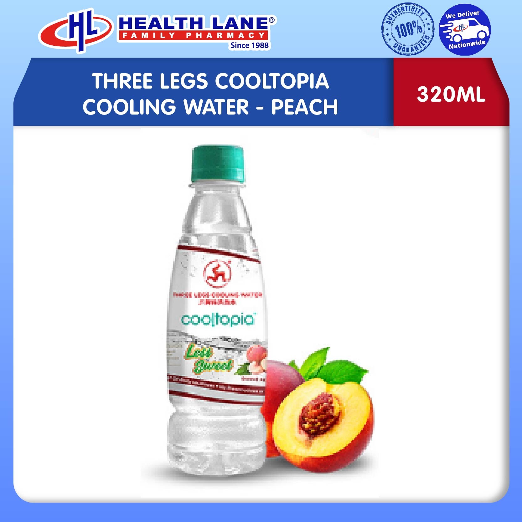 THREE LEGS COOLTOPIA COOLING WATER (320ML) - PEACH